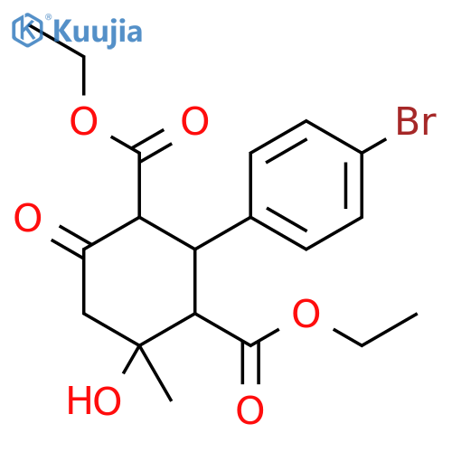 1,3-diethyl 2-(4-bromophenyl)-4-hydroxy-4-methyl-6-oxocyclohexane-1,3-dicarboxylate structure