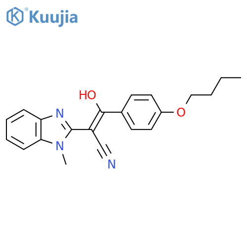 3-(4-butoxyphenyl)-2-(2E)-1-methyl-2,3-dihydro-1H-1,3-benzodiazol-2-ylidene-3-oxopropanenitrile structure