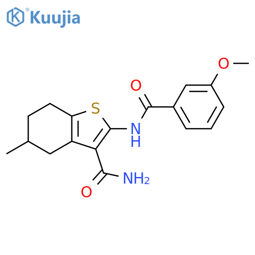 2-(3-methoxybenzamido)-5-methyl-4,5,6,7-tetrahydro-1-benzothiophene-3-carboxamide structure