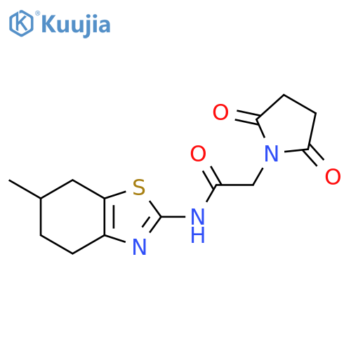 2-(2,5-dioxopyrrolidin-1-yl)-N-(6-methyl-4,5,6,7-tetrahydro-1,3-benzothiazol-2-yl)acetamide structure
