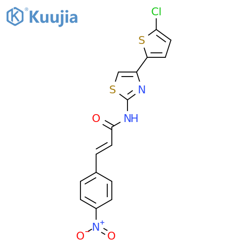 (2E)-N-[4-(5-chlorothiophen-2-yl)-1,3-thiazol-2-yl]-3-(4-nitrophenyl)prop-2-enamide structure
