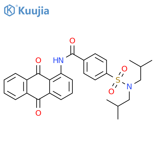 4-[bis(2-methylpropyl)sulfamoyl]-N-(9,10-dioxo-9,10-dihydroanthracen-1-yl)benzamide structure