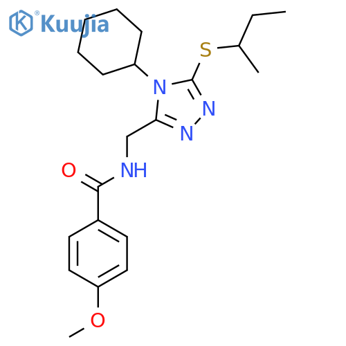 N-{5-(butan-2-ylsulfanyl)-4-cyclohexyl-4H-1,2,4-triazol-3-ylmethyl}-4-methoxybenzamide structure