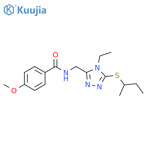 N-{5-(butan-2-ylsulfanyl)-4-ethyl-4H-1,2,4-triazol-3-ylmethyl}-4-methoxybenzamide structure