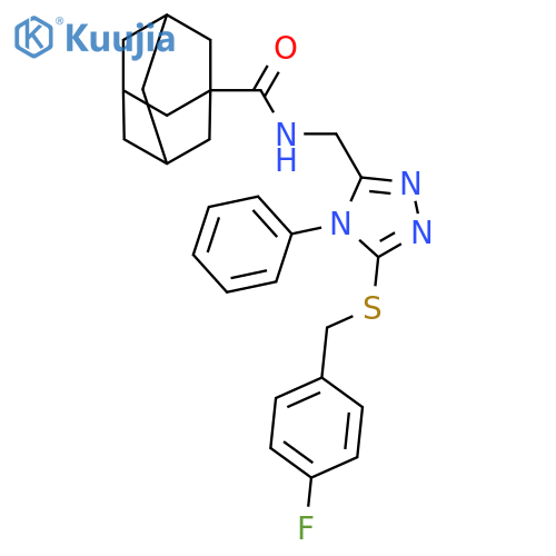 N-(5-{(4-fluorophenyl)methylsulfanyl}-4-phenyl-4H-1,2,4-triazol-3-yl)methyladamantane-1-carboxamide structure