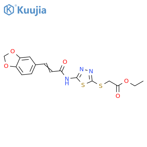 ethyl 2-({5-(2Z)-3-(2H-1,3-benzodioxol-5-yl)prop-2-enamido-1,3,4-thiadiazol-2-yl}sulfanyl)acetate structure