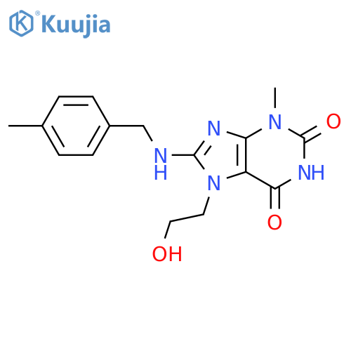 7-(2-hydroxyethyl)-3-methyl-8-{(4-methylphenyl)methylamino}-2,3,6,7-tetrahydro-1H-purine-2,6-dione structure