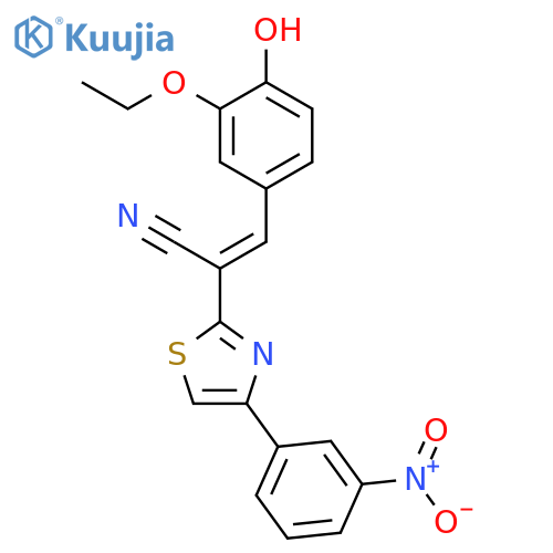 (2E)-3-(3-ethoxy-4-hydroxyphenyl)-2-4-(3-nitrophenyl)-1,3-thiazol-2-ylprop-2-enenitrile structure
