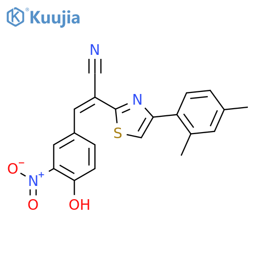 (2Z)-2-4-(2,4-dimethylphenyl)-1,3-thiazol-2-yl-3-(4-hydroxy-3-nitrophenyl)prop-2-enenitrile structure