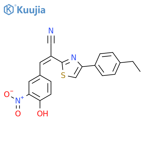 (2Z)-2-[4-(4-ethylphenyl)-1,3-thiazol-2-yl]-3-(4-hydroxy-3-nitrophenyl)prop-2-enenitrile structure