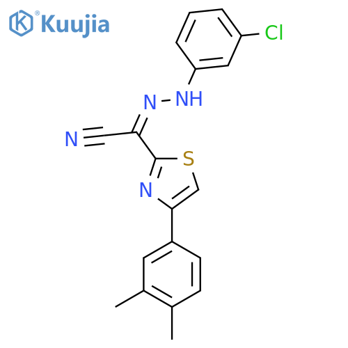 (Z)-N-(3-chlorophenyl)-4-(3,4-dimethylphenyl)-1,3-thiazole-2-carbohydrazonoyl cyanide structure