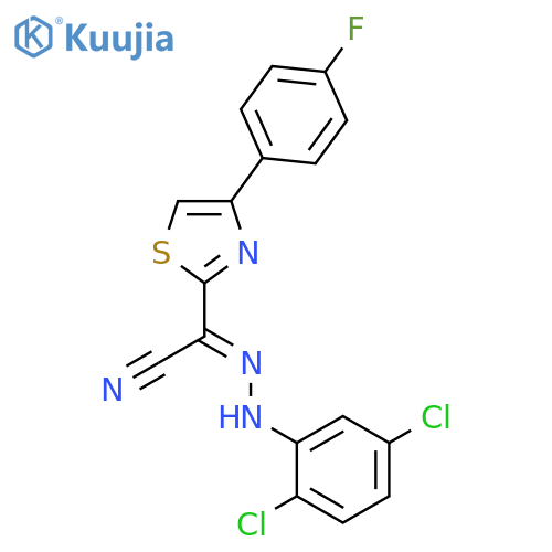 (E)-N-(2,5-dichlorophenyl)-4-(4-fluorophenyl)-1,3-thiazole-2-carbohydrazonoyl cyanide structure