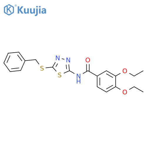 N-5-(benzylsulfanyl)-1,3,4-thiadiazol-2-yl-3,4-diethoxybenzamide structure