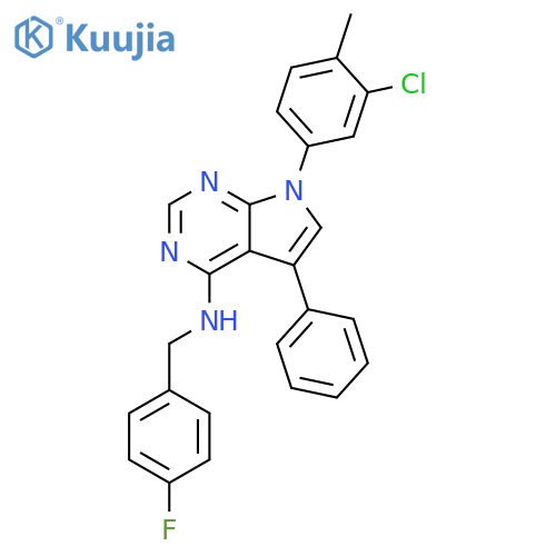 7-(3-chloro-4-methylphenyl)-N-[(4-fluorophenyl)methyl]-5-phenyl-7H-pyrrolo[2,3-d]pyrimidin-4-amine structure