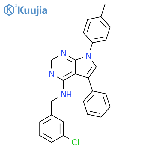 N-(3-chlorophenyl)methyl-7-(4-methylphenyl)-5-phenyl-7H-pyrrolo2,3-dpyrimidin-4-amine structure