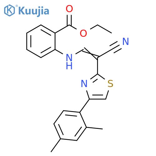ethyl 2-{(1Z)-2-cyano-2-4-(2,4-dimethylphenyl)-1,3-thiazol-2-yleth-1-en-1-ylamino}benzoate structure