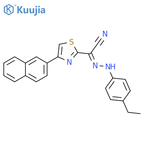 (E)-N-(4-ethylphenyl)-4-(naphthalen-2-yl)-1,3-thiazole-2-carbohydrazonoyl cyanide structure