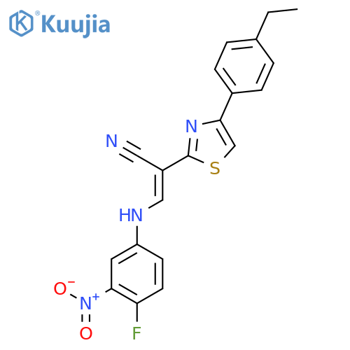 (2E)-2-4-(4-ethylphenyl)-1,3-thiazol-2-yl-3-(4-fluoro-3-nitrophenyl)aminoprop-2-enenitrile structure
