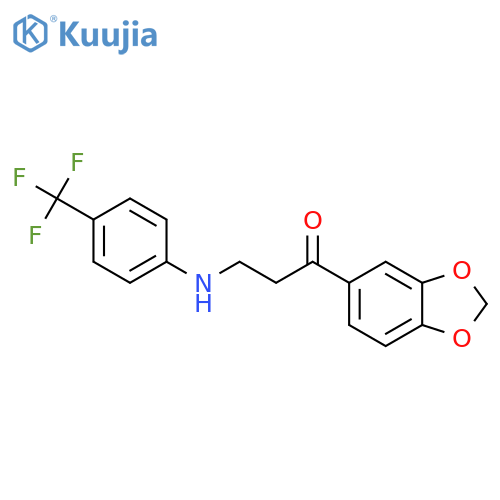 1-(1,3-BENZODIOXOL-5-YL)-3-[4-(TRIFLUOROMETHYL)ANILINO]-1-PROPANONE structure