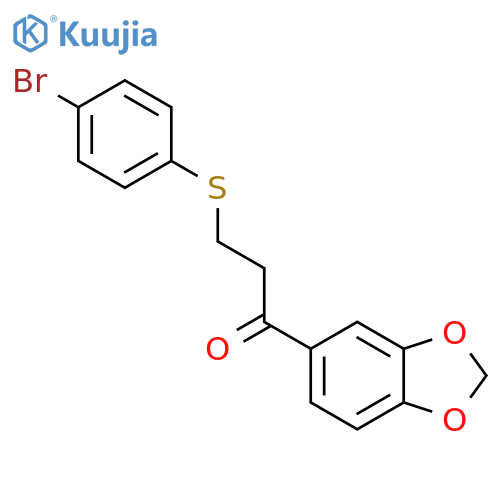 1-(1,3-Benzodioxol-5-yl)-3-(4-bromophenyl)sulfanyl-1-propanone structure