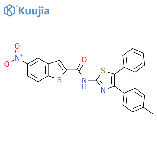 N-[4-(4-methylphenyl)-5-phenyl-1,3-thiazol-2-yl]-5-nitro-1-benzothiophene-2-carboxamide structure