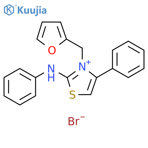 3-(furan-2-yl)methyl-4-phenyl-2-(phenylamino)-1,3-thiazol-3-ium bromide structure