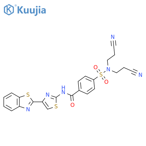 N-4-(1,3-benzothiazol-2-yl)-1,3-thiazol-2-yl-4-bis(2-cyanoethyl)sulfamoylbenzamide structure