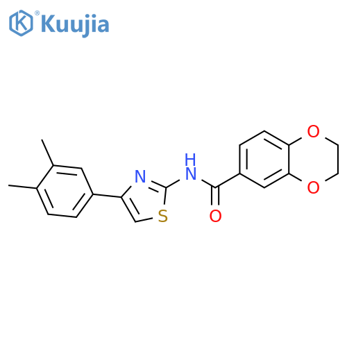N-[4-(3,4-dimethylphenyl)-1,3-thiazol-2-yl]-2,3-dihydro-1,4-benzodioxine-6-carboxamide structure