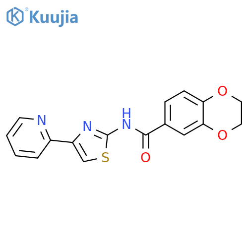 N-4-(pyridin-2-yl)-1,3-thiazol-2-yl-2,3-dihydro-1,4-benzodioxine-6-carboxamide structure