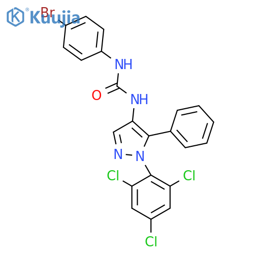N-(4-BROMOPHENYL)-N'-[5-PHENYL-1-(2,4,6-TRICHLOROPHENYL)-1H-PYRAZOL-4-YL]UREA structure