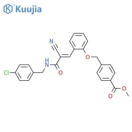 Methyl 4-{[2-(2-{[(4-chlorophenyl)methyl]carbamoyl}-2-cyanoeth-1-en-1-yl)phenoxy]methyl}benzoate structure