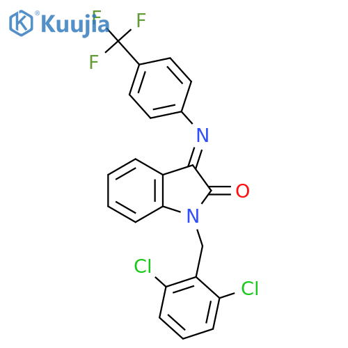 1-(2,6-dichlorobenzyl)-3-{[4-(trifluoromethyl)phenyl]imino}-1,3-dihydro-2H-indol-2-one structure