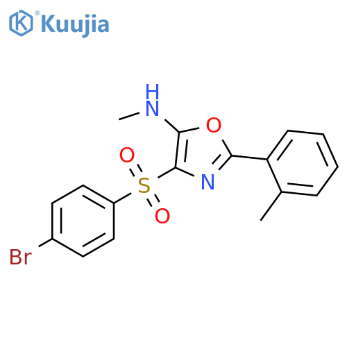 4-(4-bromobenzenesulfonyl)-N-methyl-2-(2-methylphenyl)-1,3-oxazol-5-amine structure