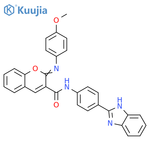 (2Z)-N-[4-(1H-1,3-benzodiazol-2-yl)phenyl]-2-[(4-methoxyphenyl)imino]-2H-chromene-3-carboxamide structure