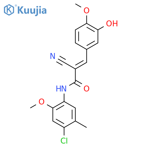(E)-N-(4-chloro-2-methoxy-5-methylphenyl)-2-cyano-3-(3-hydroxy-4-methoxyphenyl)prop-2-enamide structure