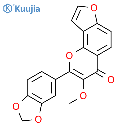 2-(1,3-benzodioxol-5-yl)-3-methoxy-4H-furo[2,3-h]chromen-4-one structure