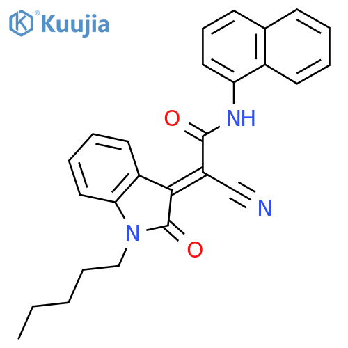 2-cyano-N-(naphthalen-1-yl)-2-(2-oxo-1-pentyl-2,3-dihydro-1H-indol-3-ylidene)acetamide structure