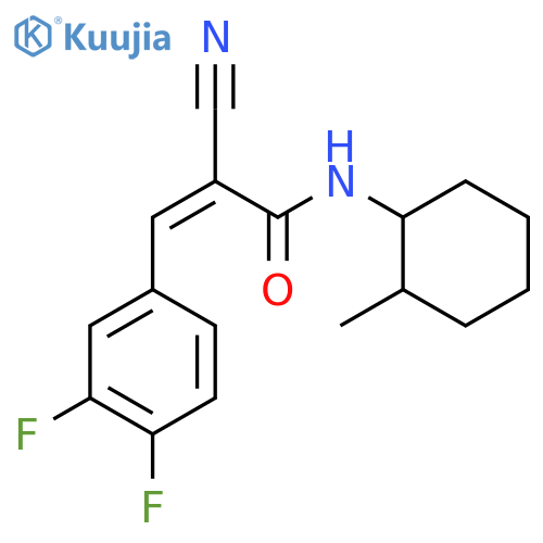 (Z)-2-Cyano-3-(3,4-difluorophenyl)-N-(2-methylcyclohexyl)prop-2-enamide structure
