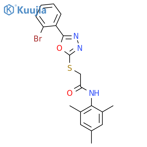 <br>2-[5-(2-Bromo-phenyl)-[1,3,4]oxadiazol-2-ylsulfanyl]-N-(2,4,6-trimethyl-phe nyl)-acetamide structure
