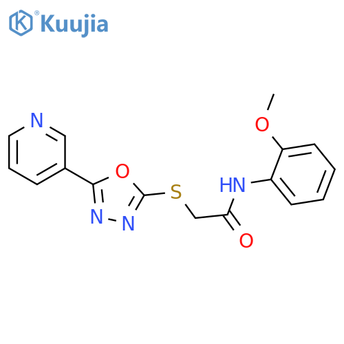 N-(2-methoxyphenyl)-2-{5-(pyridin-3-yl)-1,3,4-oxadiazol-2-ylsulfanyl}acetamide structure