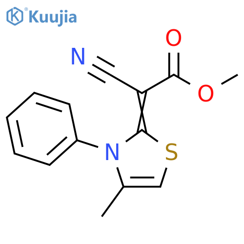 methyl 2-cyano-2-(2Z)-4-methyl-3-phenyl-2,3-dihydro-1,3-thiazol-2-ylideneacetate structure