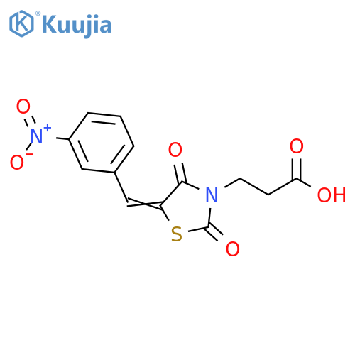 3-(5Z)-5-(3-nitrophenyl)methylidene-2,4-dioxo-1,3-thiazolidin-3-ylpropanoic acid structure