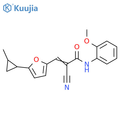 (2E)-2-cyano-N-(2-methoxyphenyl)-3-5-(2-methylcyclopropyl)furan-2-ylprop-2-enamide structure