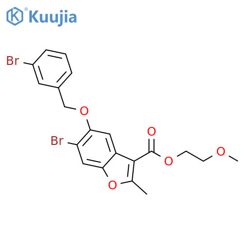 2-methoxyethyl 6-bromo-5-[(3-bromophenyl)methoxy]-2-methyl-1-benzofuran-3-carboxylate structure
