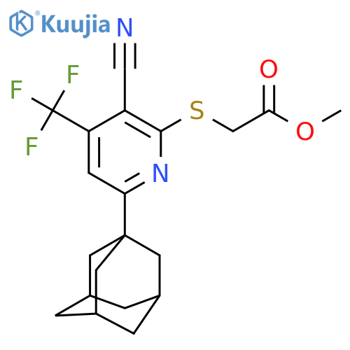 Methyl 2-{[6-(adamantan-1-yl)-3-cyano-4-(trifluoromethyl)pyridin-2-yl]sulfanyl}acetate structure
