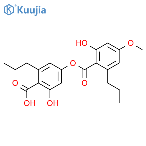 Benzoic acid,2-hydroxy-4-[(2-hydroxy-4-methoxy-6-propylbenzoyl)oxy]-6-propyl- structure