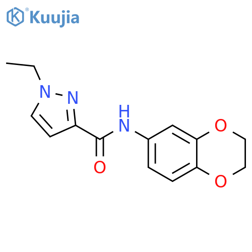 N-(2,3-dihydro-1,4-benzodioxin-6-yl)-1-ethyl-1H-pyrazole-3-carboxamide structure