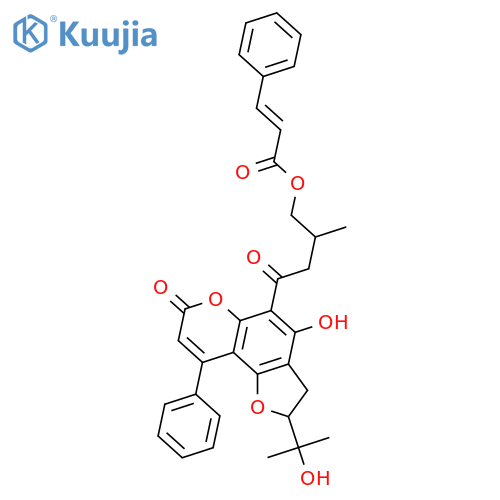 2,3-Dihydro-4-hydroxy-2-(1-hydroxy-1-methylethyl)-5-(3-methyl-1-oxobutyl)-9-phenyl-7H-furo[2,3-f][1]benzopyran-7-one; 4''-(E-Cinnamoyloxy) structure