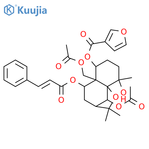 1,4,6,9,14-Pentahydroxydihydro-β-agarofuran; (1α,4β,6β,9α)-form, 1-O-(3-Furancarbonyl), 9-E-cinnamoyl, 6,14-di-Ac structure