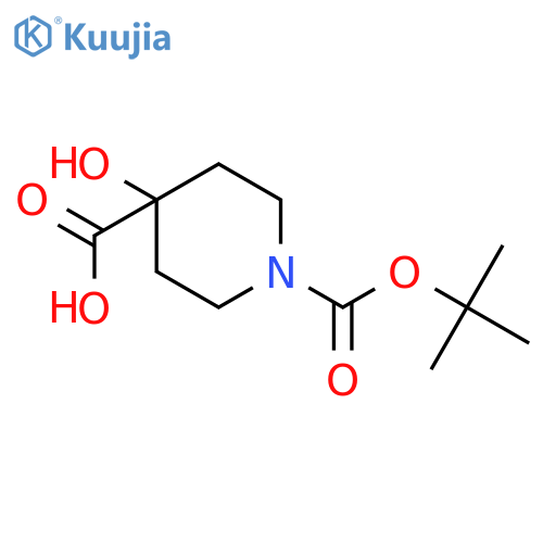 1-[(tert-butoxy)carbonyl]-4-hydroxypiperidine-4-carboxylic acid structure